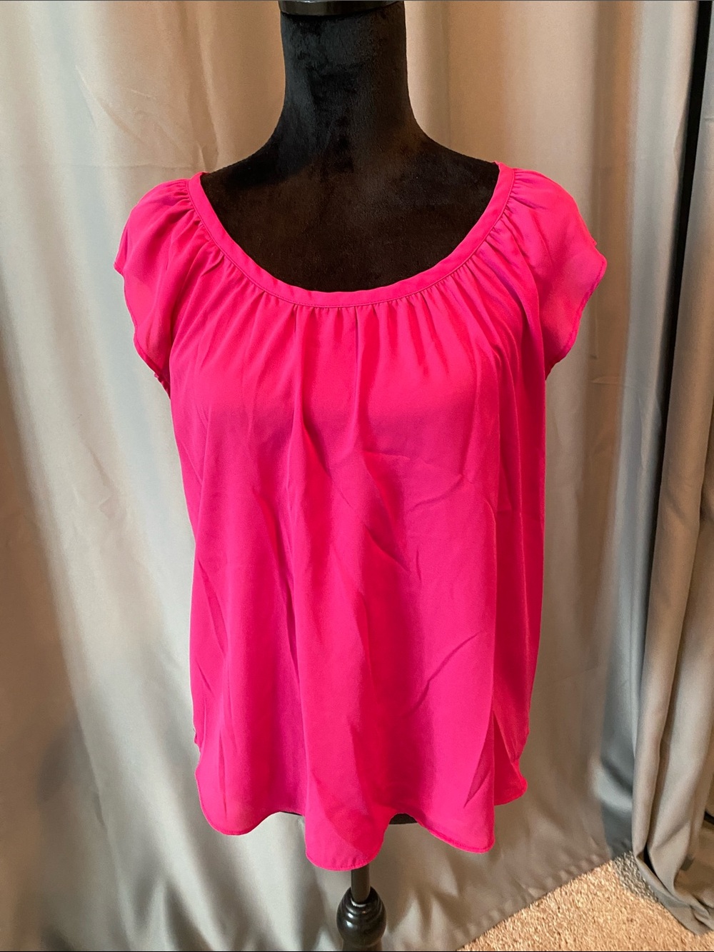 LOFT Bright Fuchsia Scoop Neck Short Sleeve Tunic